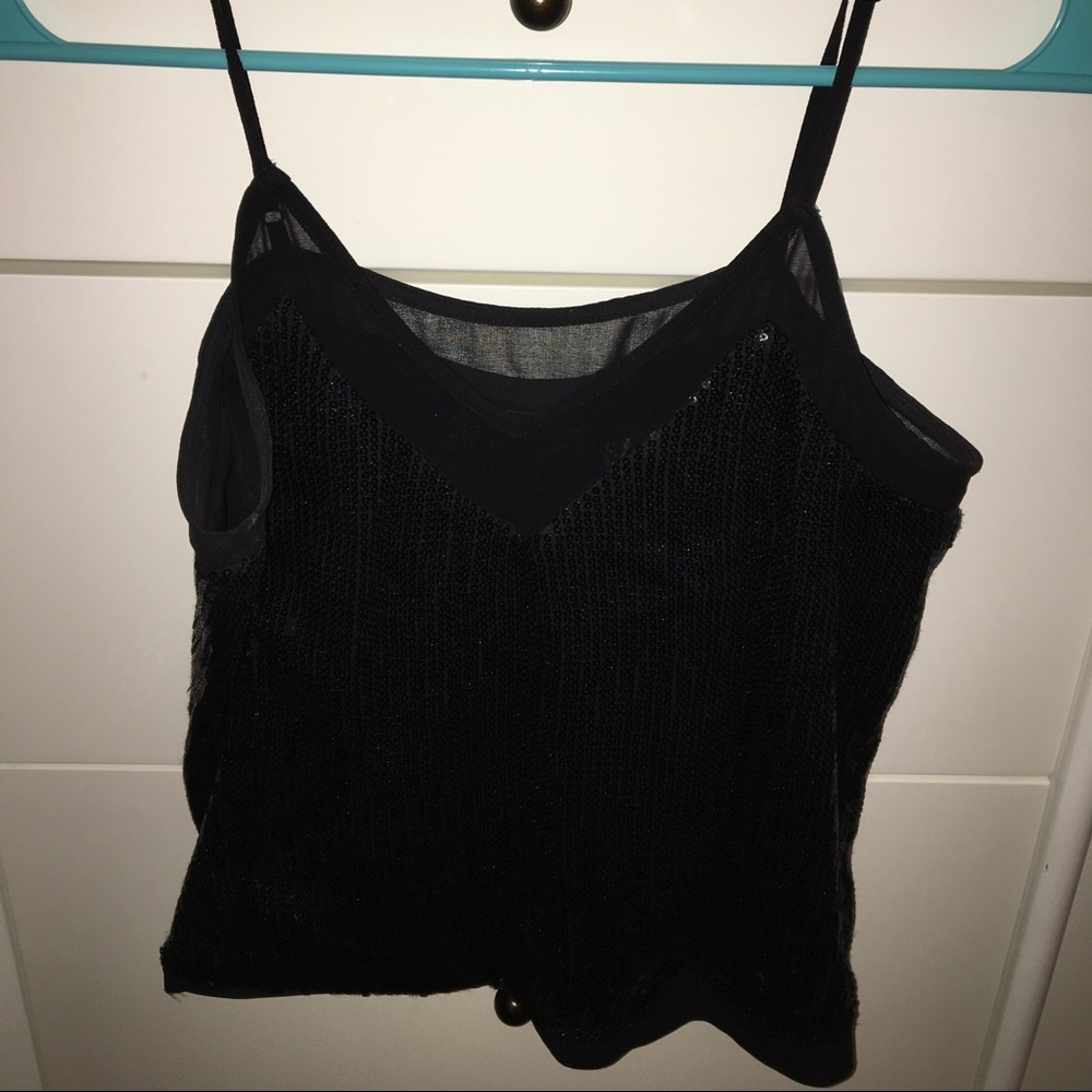 Black Sequin Crop Top